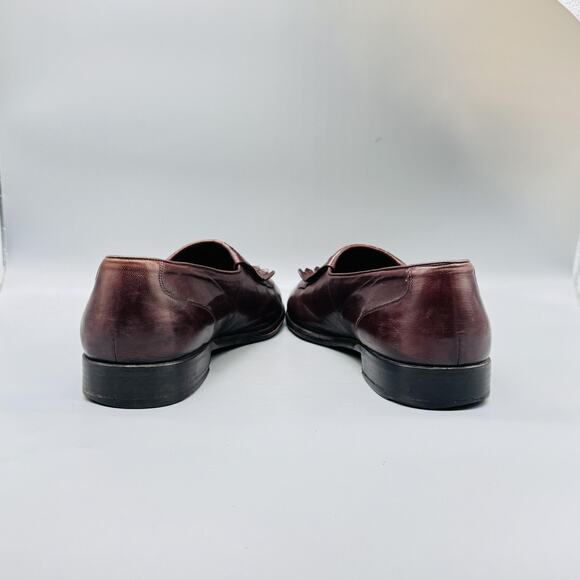 Johnston Murphy Shoes Mens 12 Brown Leather Kiltie Tassel Loafers Vtg Made Italy main image 4